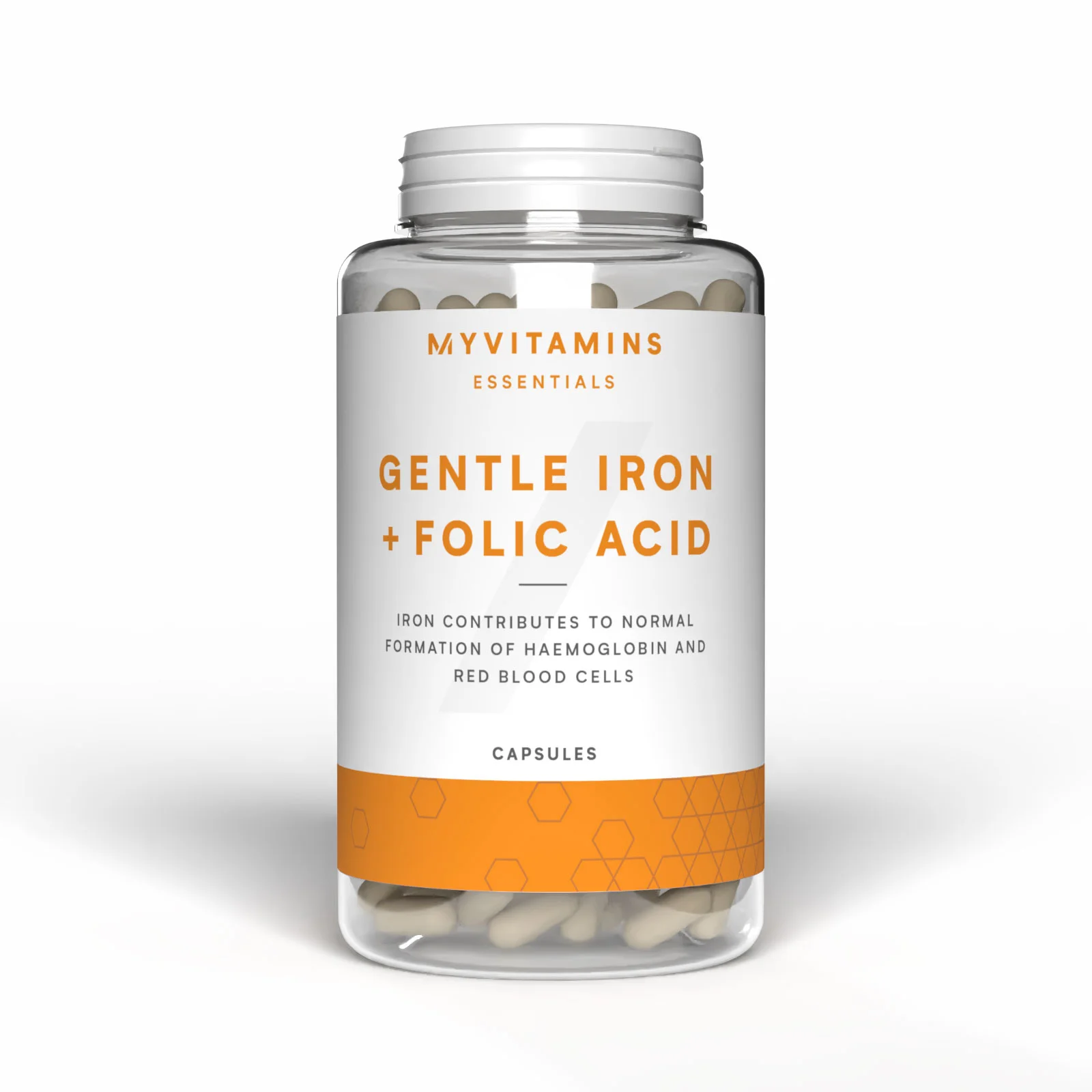 Gentle Iron Bisglycinate + Folic Acid - 30 Capsules, 30servings - Naturel Afbeelding 1