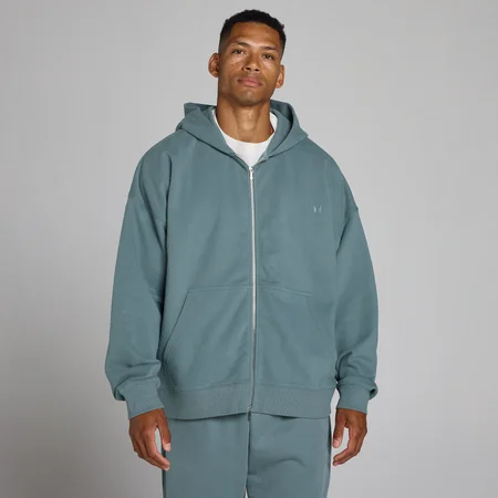 Oversized 2-Way Rits Hoodie - Toekomstblauw