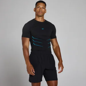 Lift Muscle Fit Naadloos T-Shirt - Gewassen Zwart/Power Blue - Size XS