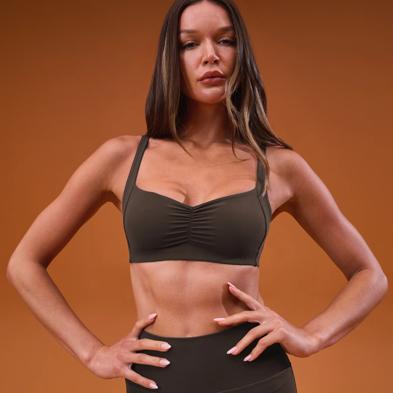 MP Women's Tempo Scrunch Minimal Sports Bra - Cacao - XS Afbeelding 1
