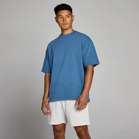 MP Heren Washed Oversized Katoenen T-Shirt - Track Blauw