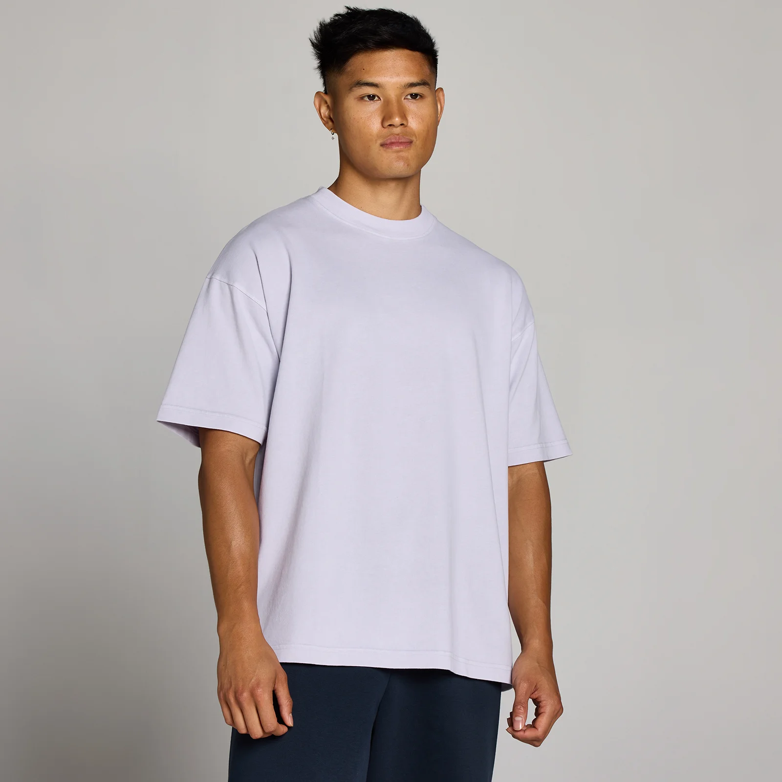 MP Heren Washed Oversized Katoenen T-Shirt - Lila Grijs - M Afbeelding 1