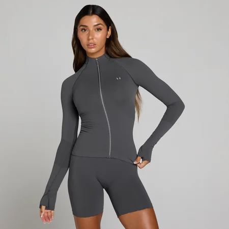 MP Women's Tempo Ultra Naadloze Full Zip Jas - Robuust Grijs