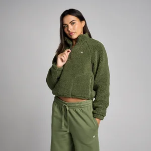 MP Women's Cropped Borg 1/4 Zip Fleece - Gewassen Olijf - Size S