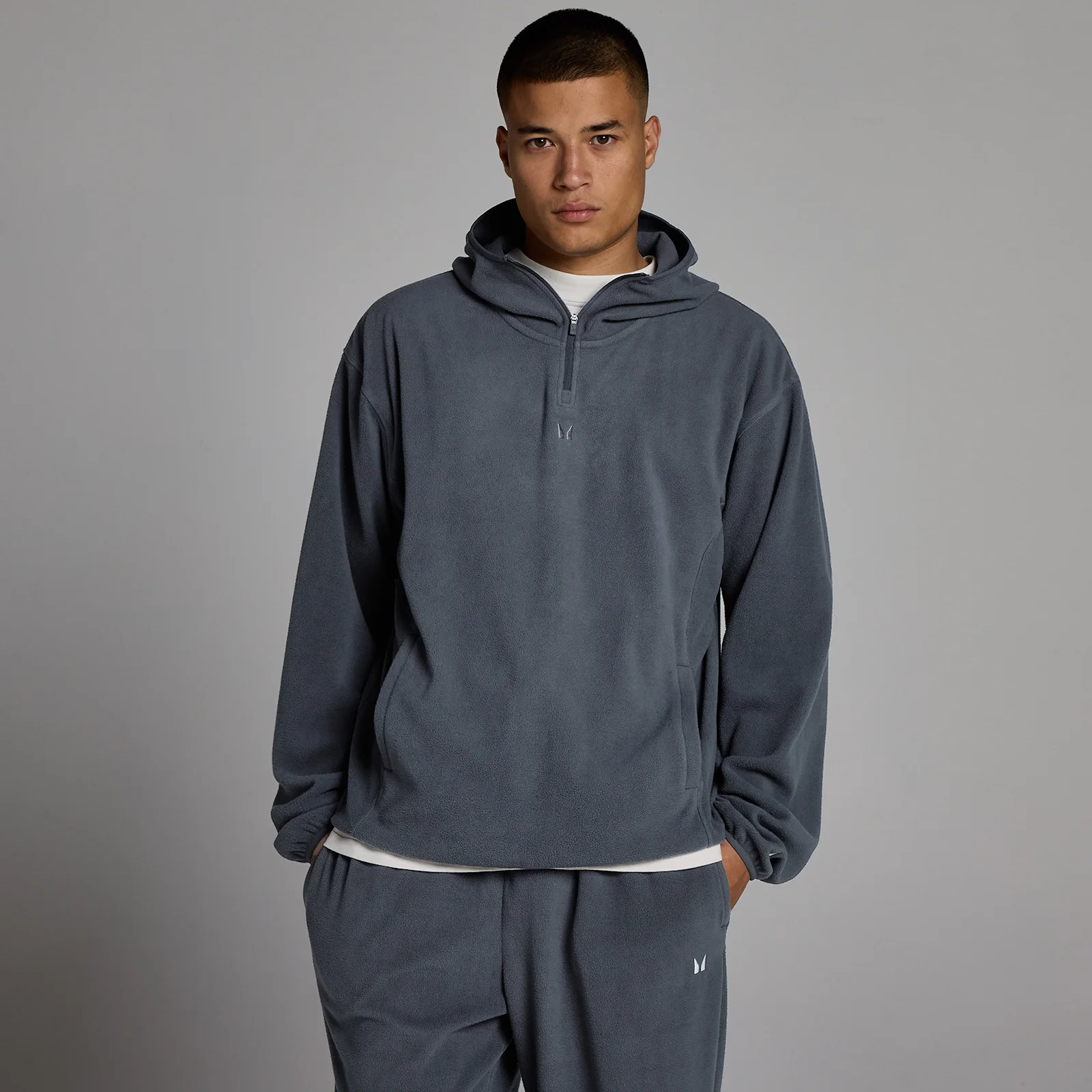 MP Heren Fleece 1/4 Rits Hoodie - Graniet - L Afbeelding 1