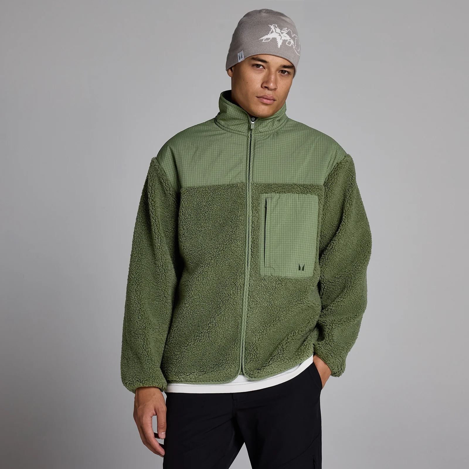 MP Heren Borg Fleece - Gewassen Olijf - L Afbeelding 1