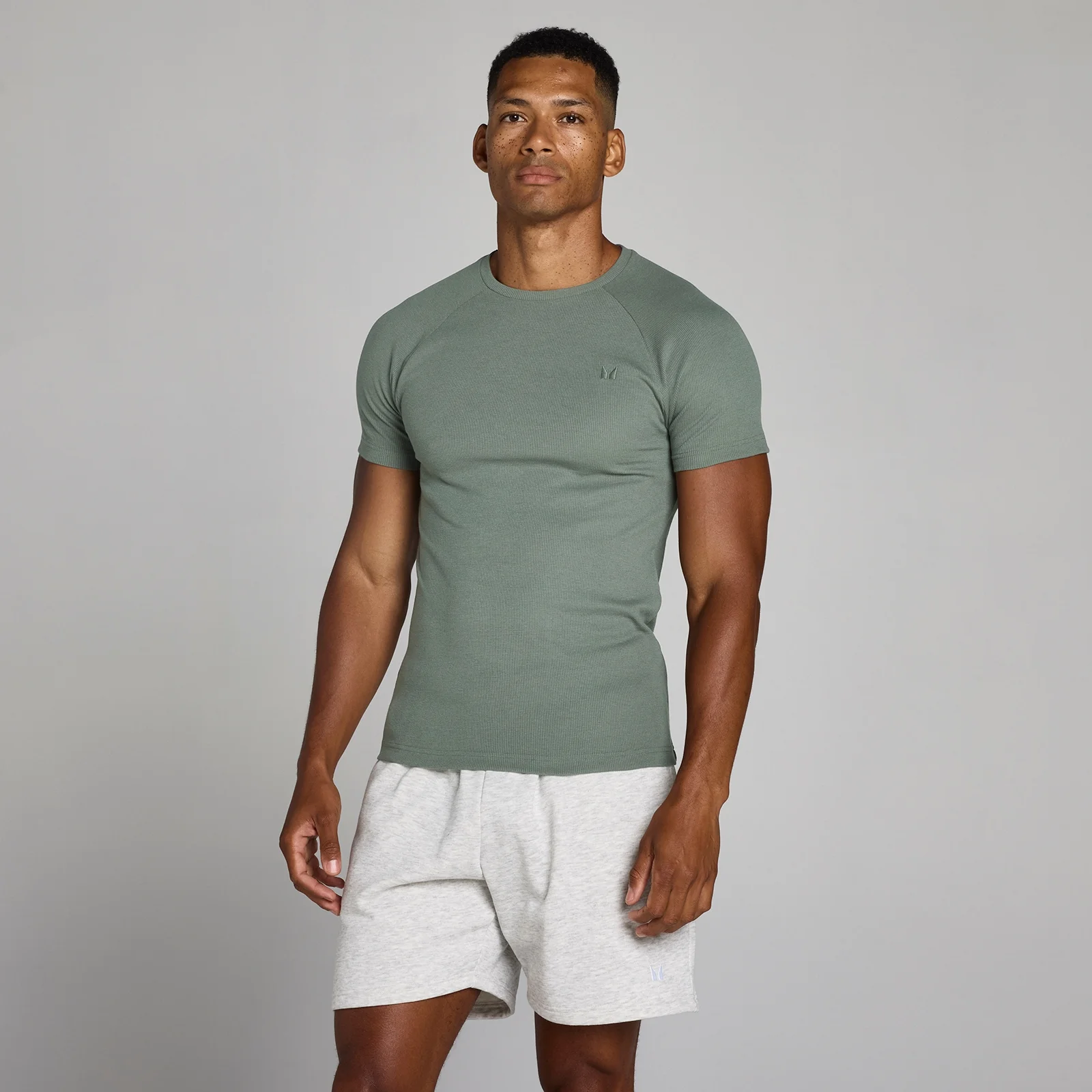 MP Heren Lift Geribd Muscle Fit T-Shirt - Gunmetal - M Afbeelding 1