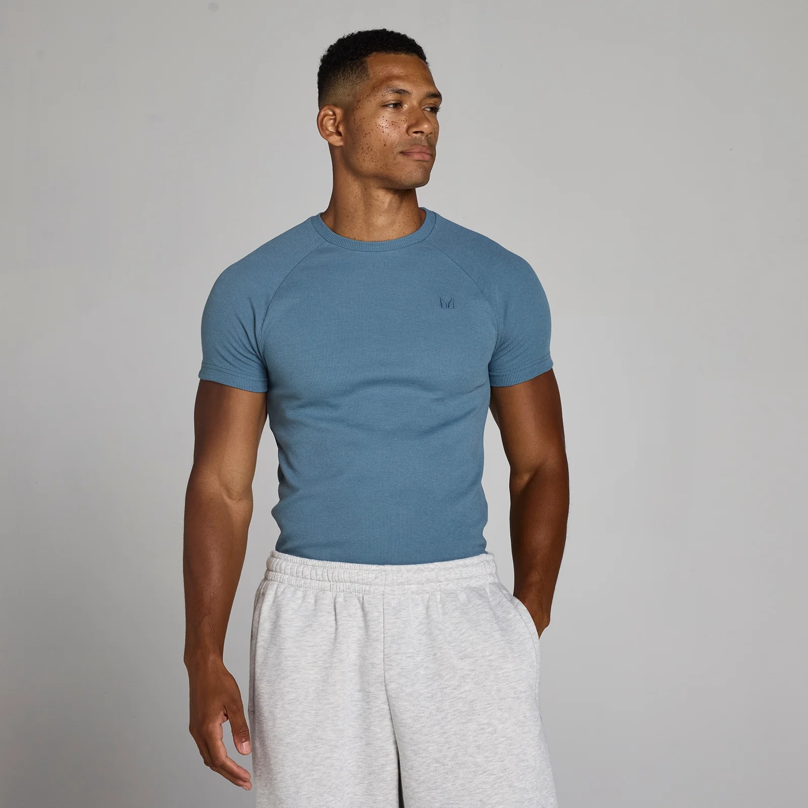 MP Heren Lift Geribd Muscle Fit T-Shirt - Midnight Slate - L Afbeelding 1