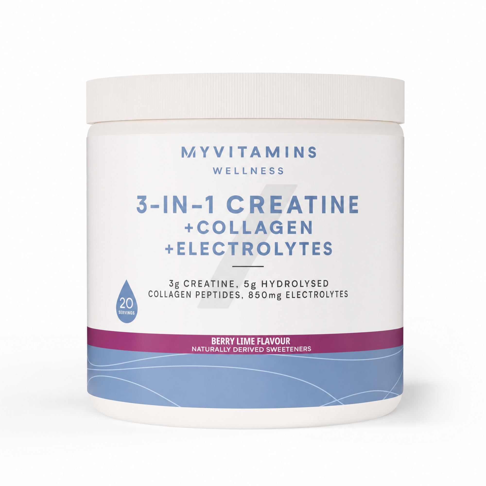 3-in-1 Creatine + Collageen + Elektrolyten - 237G - 20servings - Mixed Berry Lime Afbeelding 1