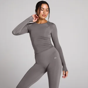 MP Women's Tempo Sheer Ruched Longsleeve Top - Donkere Truffel - Size XS