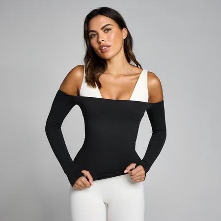 MP Dames Tempo Off The Shoulder LS Top - Zwart