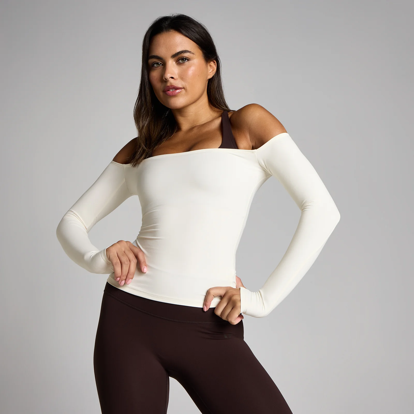 MP Dames Tempo Off The Shoulder LS Top - Vanille - XS Afbeelding 1