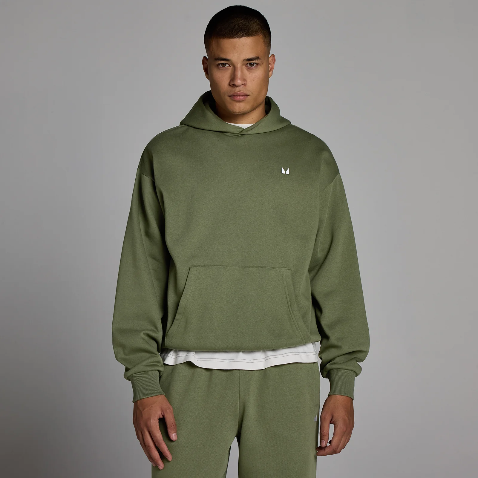 MP Heren Rest Day Oversized Hoodie - Gewassen Olijf - S Afbeelding 1