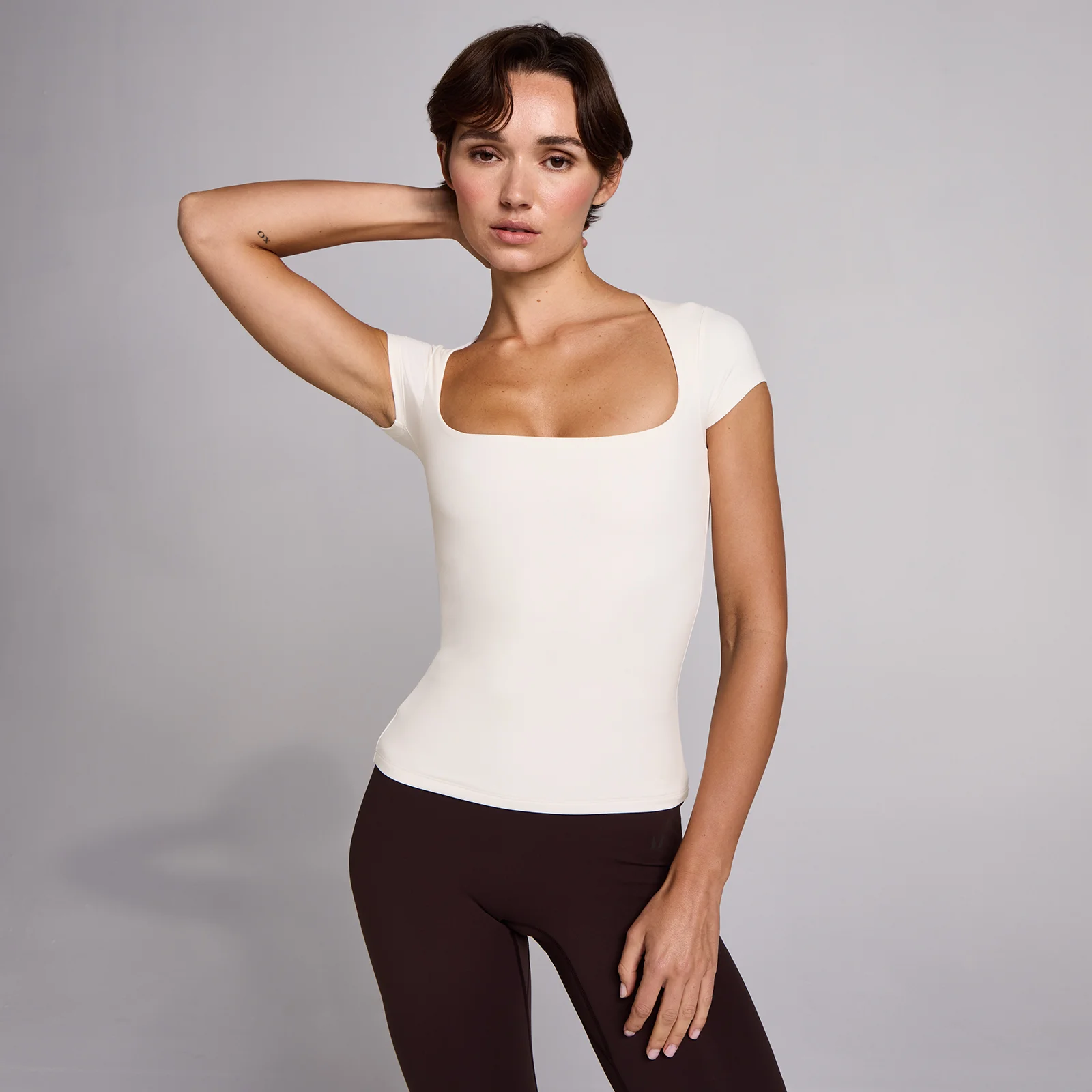 MP Dames SculptForm Vierkante Hals Korte Mouw Top - Parel - XS Afbeelding 1
