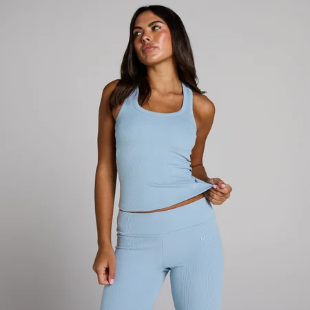 MP Dames Geribd Tanktop Met Ingebouwde Bh - Denimblauw