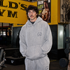 MP X Gold's Heren Washed Graphic Oversized Hoodie - Steel Blue