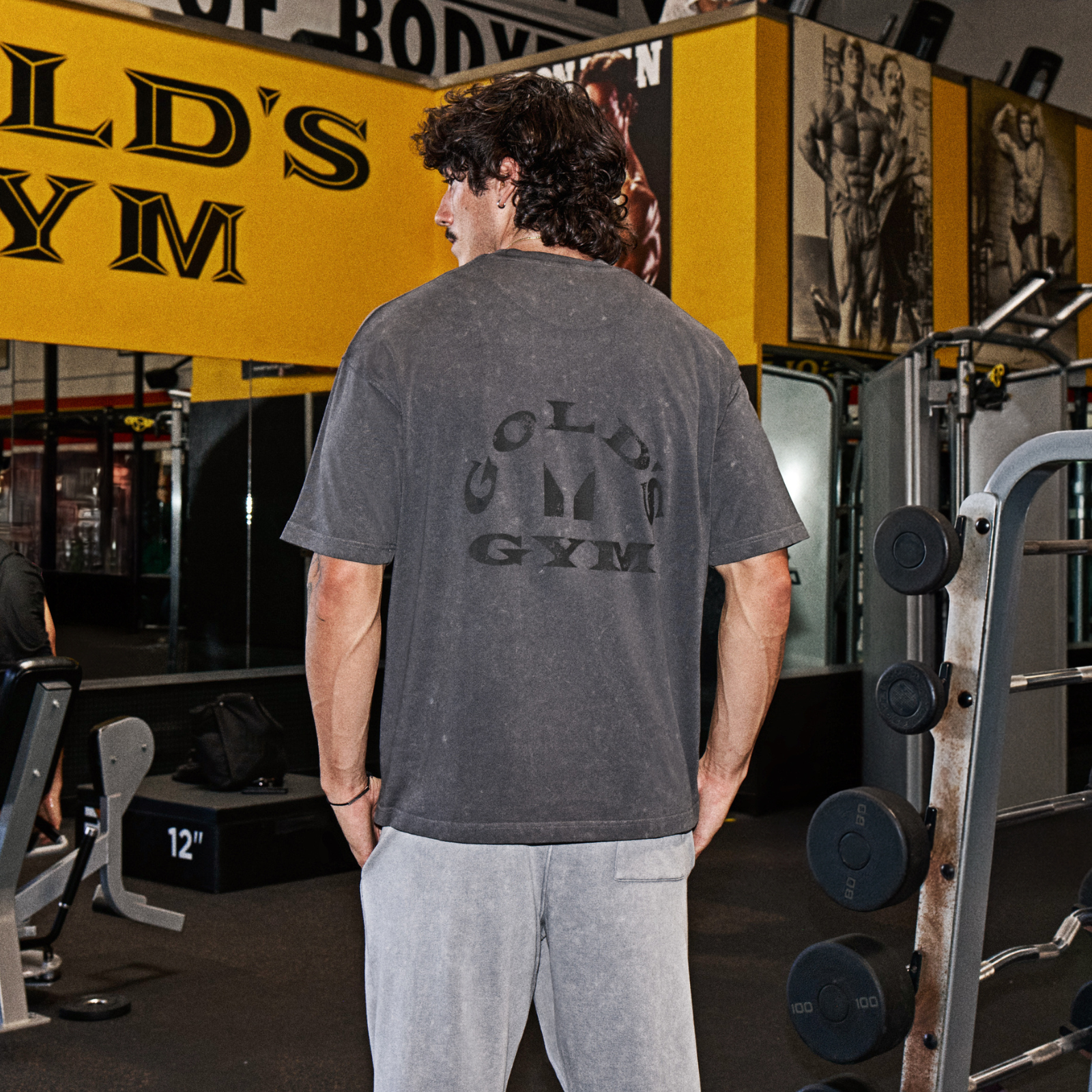 MP X Gold's Heren Washed Graphic Oversized T-shirt - Washed Coal - XS Afbeelding 1