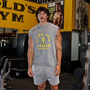 MP X Gold's Heren Washed Graphic Oversized Tank - Steel Blue - Size XL
