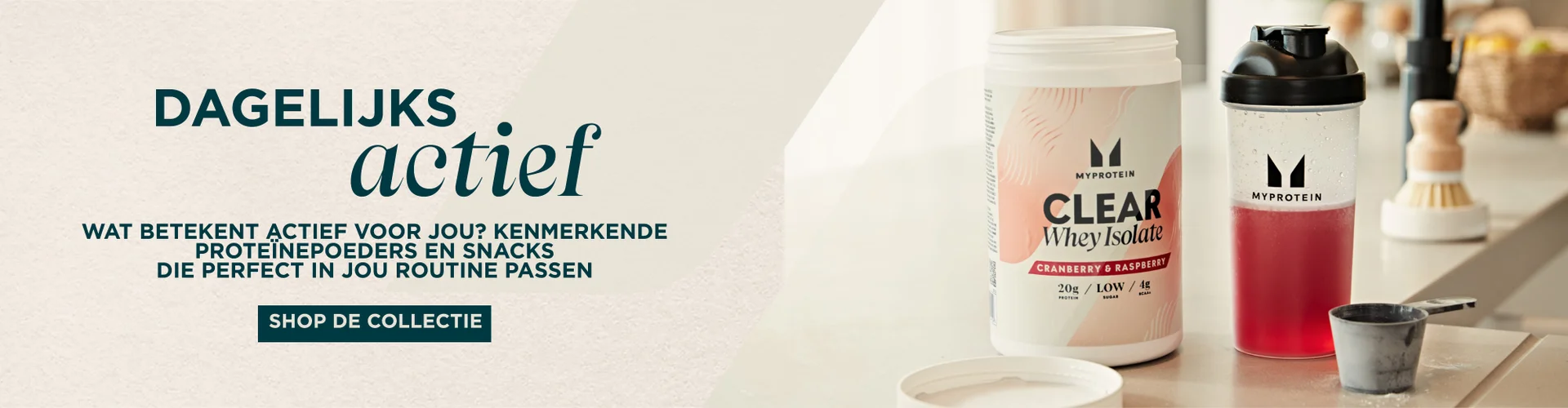 Dagelijks Actief. Wat betekent actief voor jou? Kenmerkende Proteïnepoeders en snacks die perfect in jou routine passen.